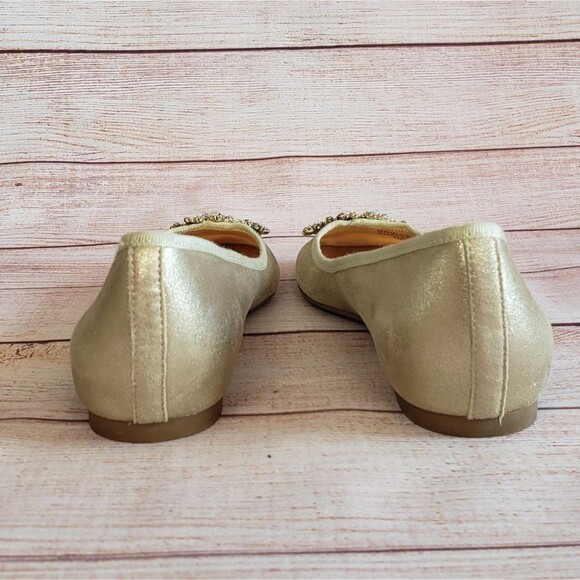 Badgley Mischka Metallic Leather Embellished Flats - Picture 3 of 11